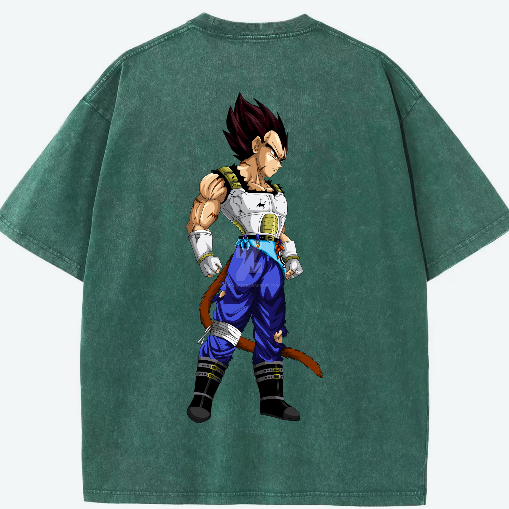 （画像用） ドラゴンボール ベジータ四世（Bejīta Yonsei）DRAGON BALL Vegeta IV 綿100% ヴィンテージ風 半袖Tシャツ（背面プリント）